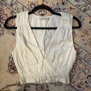 NWOT Abercrombie and Fitch Linen-Blend Wide Strap Top
